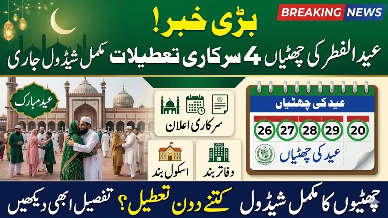 Pakistan Govt Declares 4 Public Holidays for Eid ul Fitr Full Schedule