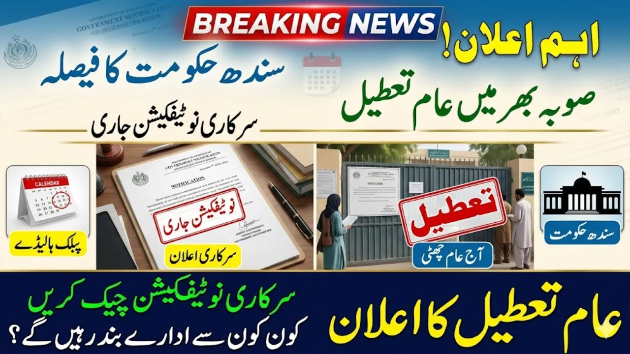 Sindh Govt Announces Public Holiday - Check Official Notification
